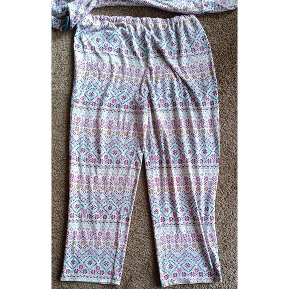 Ellen Tracy Two Piece Pajama Set Size XL Mixed Print Thermal Stretch Cozy - Picture 5 of 6